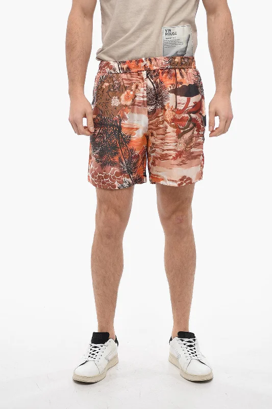 Amiri Silk Shorts with Hawaiian Print