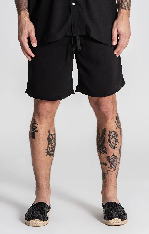 Black Linen Shorts