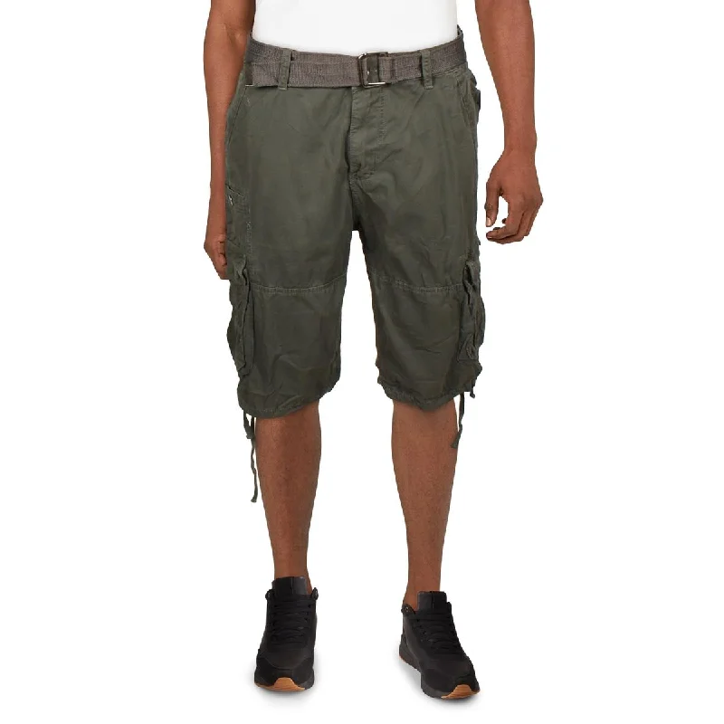 Blu Rock Mens Belt Pockets Cargo Shorts