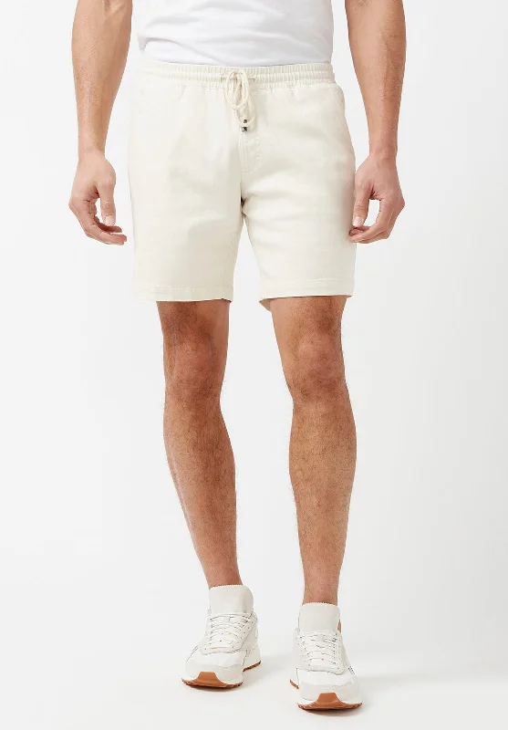 Higgers Cotton Twill Blend White Shorts - BM23934