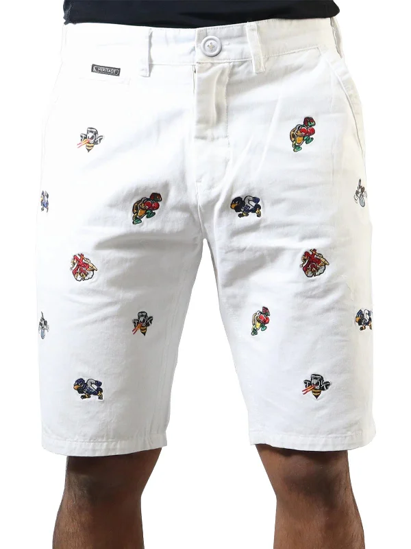 Mens Cotton Embroidered Khaki, Chino Shorts