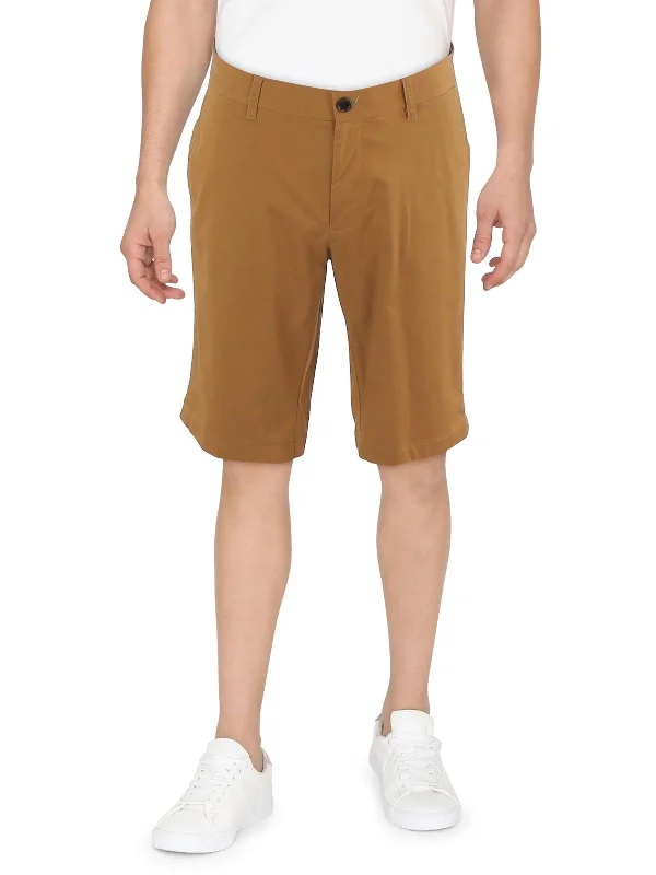 Mens Solid Above Knee Khaki Shorts