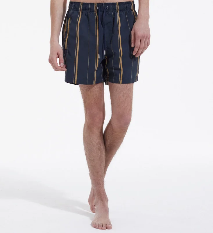 Navy Blue Swim Shorts With Contrasting Logo