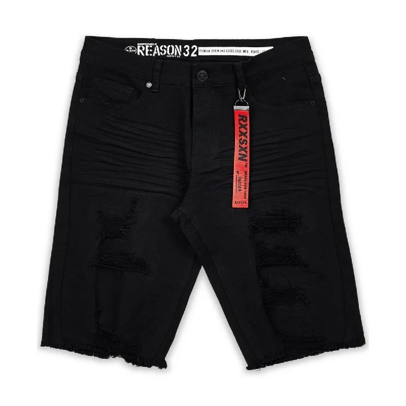 Reason Mens Owen Ripped Casual Denim Shorts